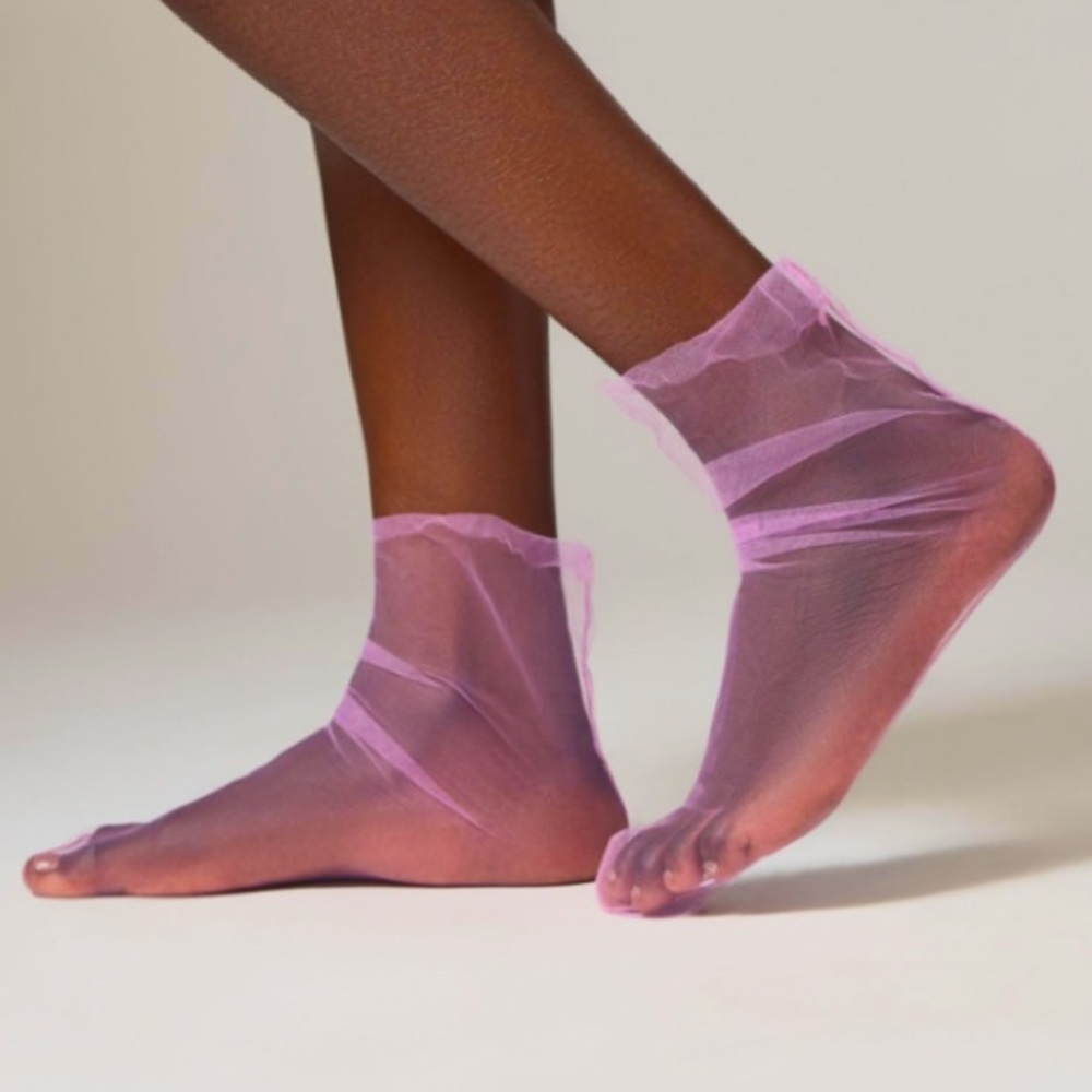 Anthropologie Sheer Socks ~ Purple & White Tulle Lingerie Socks